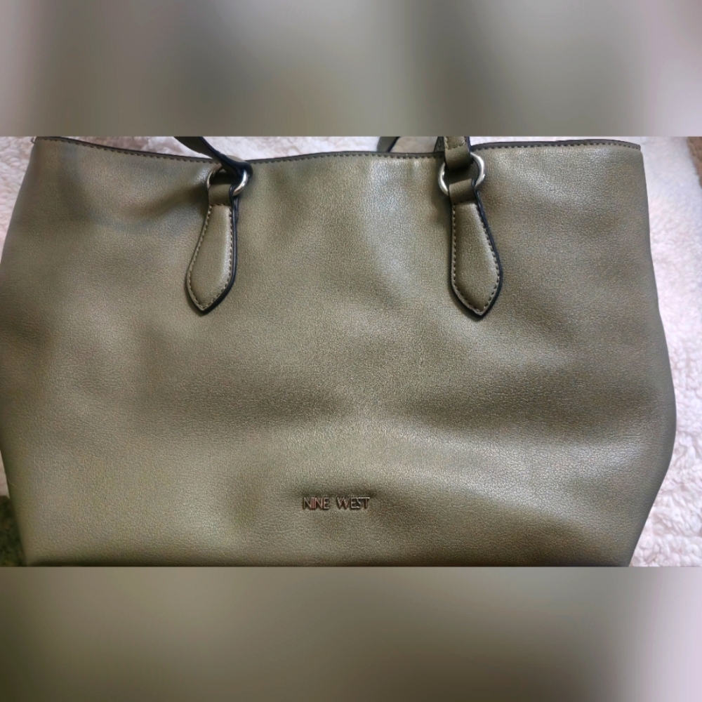 Nine West tote purse military green NWOT